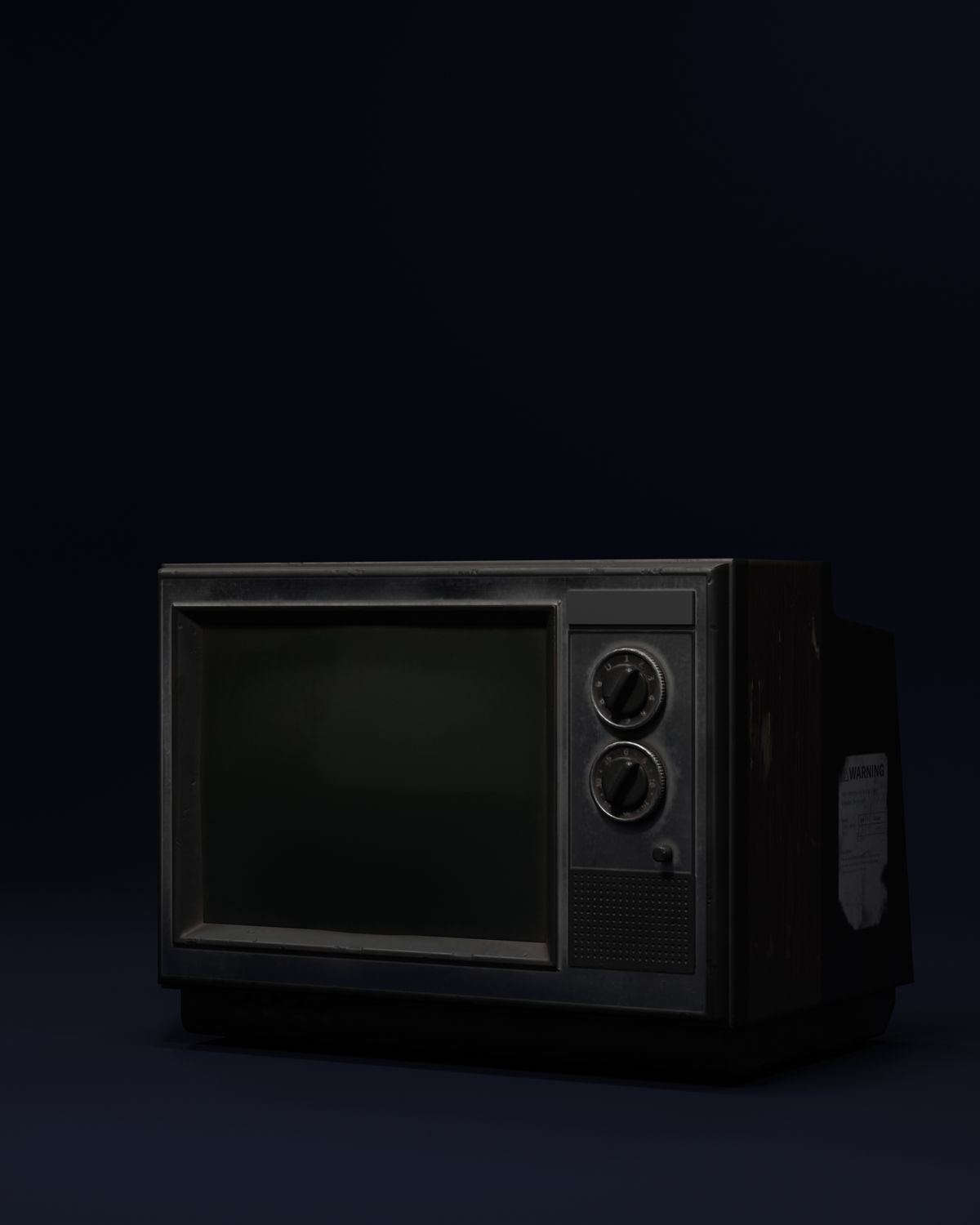 Televisor antiguo en una habitación a oscuras